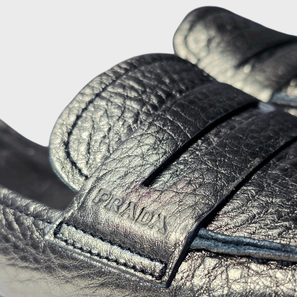Prada Women's Bronze Leather Loafers - Picture 3 of 8